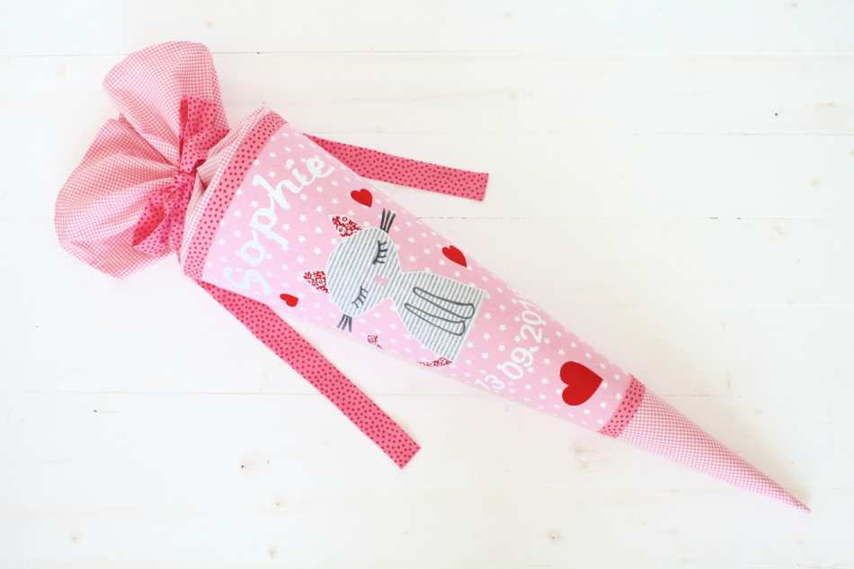 Schultüte mit Katze rosa